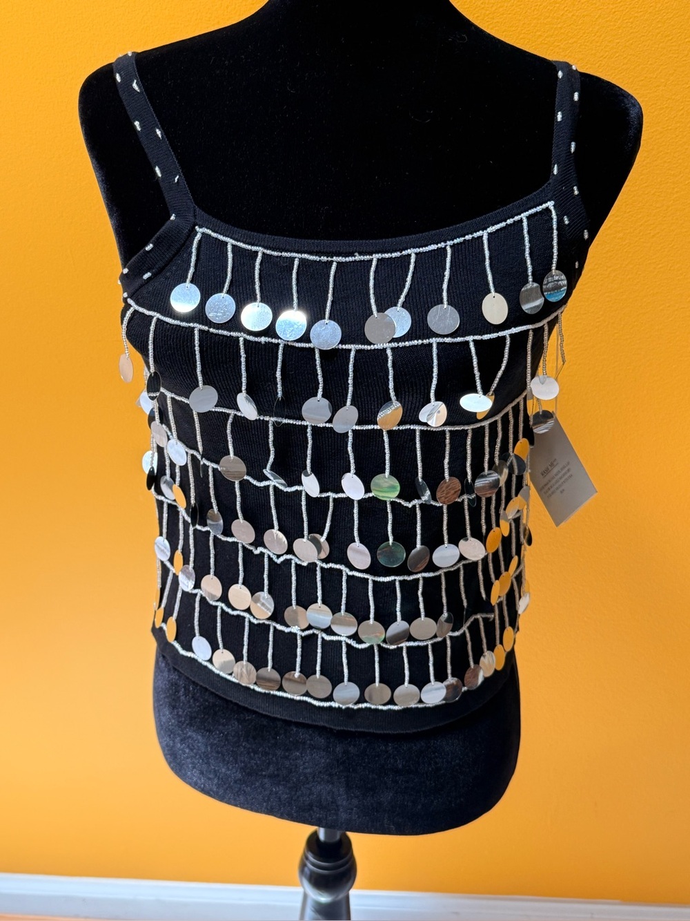 Black Dancing Sequin  Tank Top